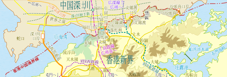 香港～中国間の交通路2018