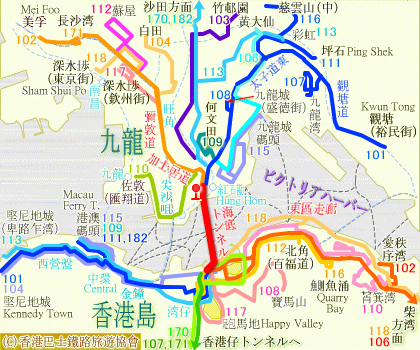ホンハム海底トンネルバス路線(C)香港巴士鐵路旅遊協會