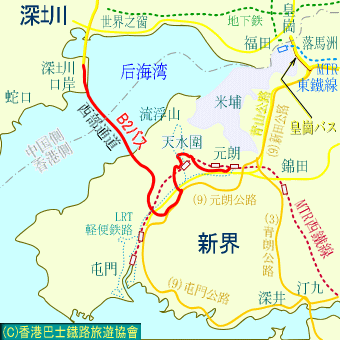 香港～シンセン間B2バス路線図