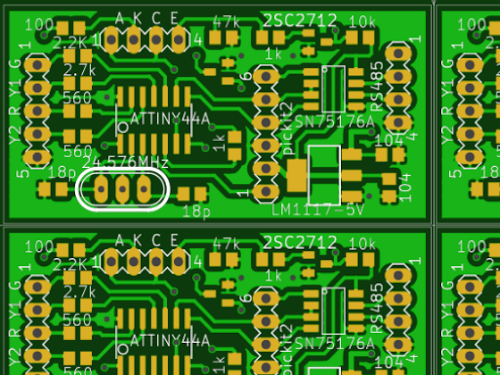 Arduino ATtini84A センサー 4灯式信号機 基板