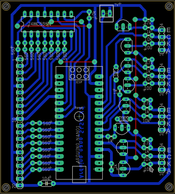 Arduino nano 赤外線変調センサー 4灯式信号機 4系統